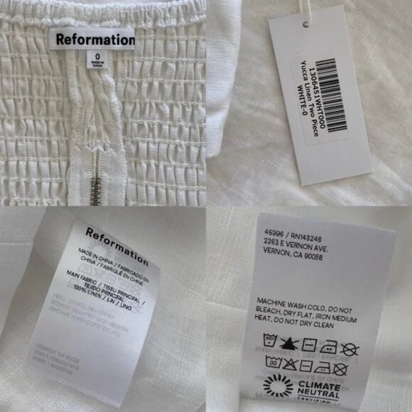 NWT Reformation Yucca Linen Two Piece Skirt Set White Size 0 - Picture 16 of 16